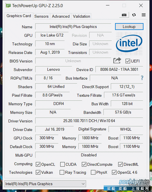 据悉,外媒曝光的是一颗 英特尔 酷睿 i7-1065g7 ice lake