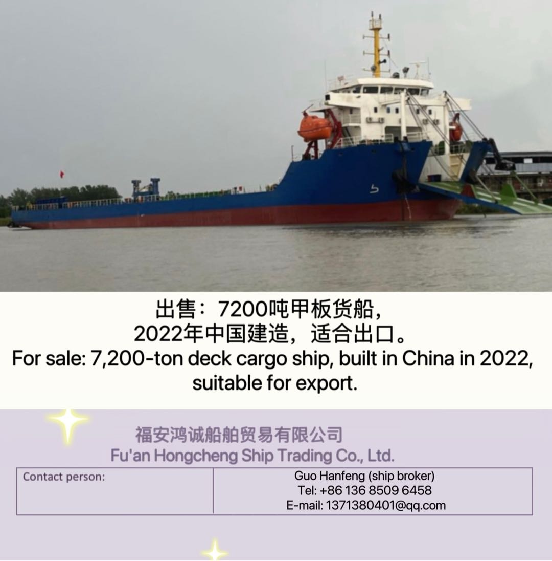 出售：7200吨甲板货船， 2022年中国建造，适合出口。 For sale: 7,200-ton deck cargo-2.jpg